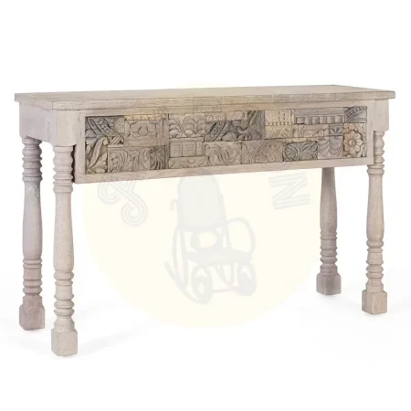 Consola Origen roble recuperado gris lavado pátina envejecida estilo boho étnico 120x35x75cm - Giner y Colomer - 2410GYC - foto-secundaria-1