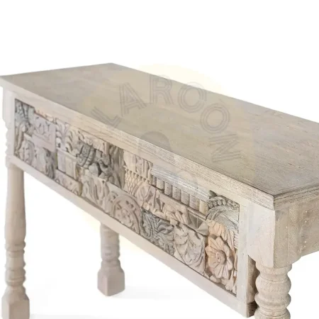 Consola Origen roble recuperado gris lavado pátina envejecida estilo boho étnico 120x35x75cm - Giner y Colomer - 2410GYC - foto-secundaria-2