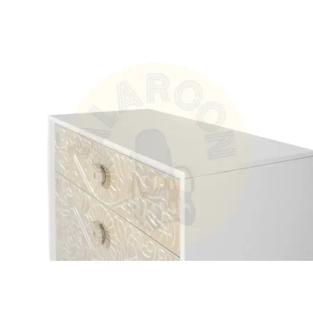 Cómoda Bali en madera de mango lacada blanco marfil 3 cajones cierre suave guías metálicas patas elevadas estilo mediterráneo moderno 90x45x80cm - Giner y Colomer - 2415GYC - foto-secundaria-2