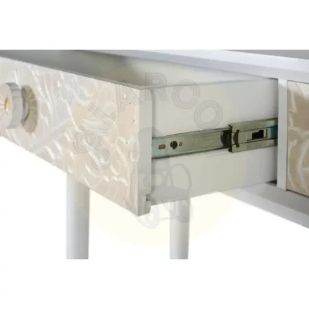 Consola Bali madera de mango lacada en blanco marfil 2 cajones con tiradores y guías metálicas cierre suave diseño mediterráneo moderno patas elevadas 140x40x80cm - Giner y Colomer - 2418GYC - foto-secundaria-3