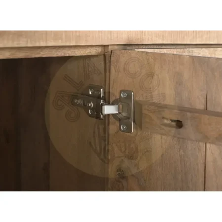 Mueble de TV Sarine en madera de mango acabado miel patas negras 4 puertas con sistema push estilo nórdico contemporáneo 180x40x50cm - Giner y Colomer - 2421GYC - foto-secundaria-4