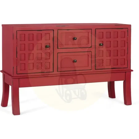Consola Akai acabado lacado sin brillo rojo burdeos en madera de mango 2 puertas 2 cajones 108x35x72cm - Giner y Colomer - 2425GYC - foto-secundaria-7