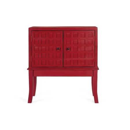 Mueble auxiliar Akai en madera de mango lacado burdeos mate con 2 puertas y estante 81x40x91cm - Giner y Colomer - 2426GYC - foto-blanco