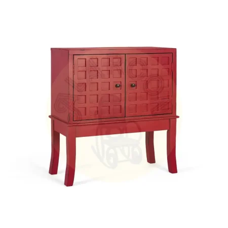 Mueble auxiliar Akai en madera de mango lacado burdeos mate con 2 puertas y estante 81x40x91cm - Giner y Colomer - 2426GYC - foto-secundaria-1