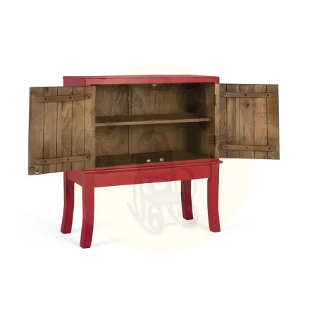 Mueble auxiliar Akai en madera de mango lacado burdeos mate con 2 puertas y estante 81x40x91cm - Giner y Colomer - 2426GYC - foto-secundaria-2