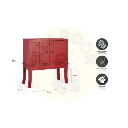 Mueble auxiliar Akai en madera de mango lacado burdeos mate con 2 puertas y estante 81x40x91cm - Giner y Colomer - 2426GYC - foto-secundaria-5