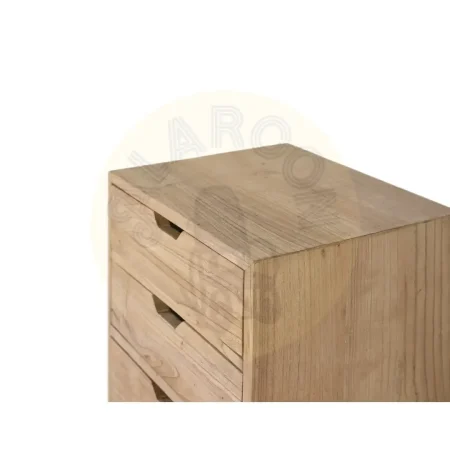 Mesita de noche Koba en madera de mindi 3 cajones acabado mate tono natural 43x35x57cm - Giner y Colomer - 2427GYC - foto-secundaria-2