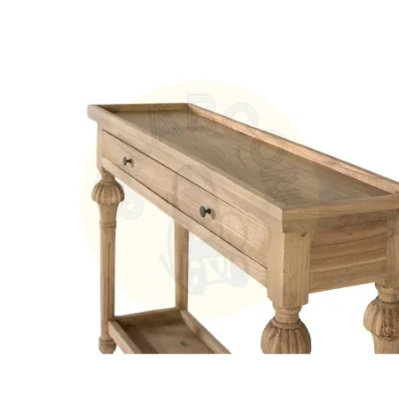 Consola Kumo estilo rústico moderno en madera de mindi acabado mate con cajón y estante inferior 100x30x78cm - Giner y Colomer - 2430GYC - foto-secundaria-1
