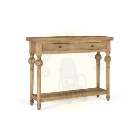 Consola Kumo estilo rústico moderno en madera de mindi acabado mate con cajón y estante inferior 100x30x78cm - Giner y Colomer - 2430GYC - foto-secundaria-7
