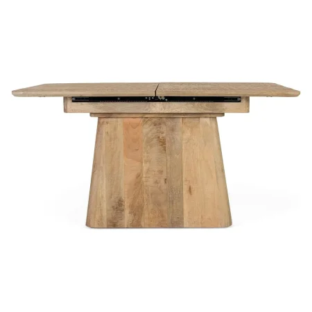 Mesa de comedor extensible Venecia madera maciza de mango sobre con moldura biselada y base tipo drum 150/ 150/200x100x77cm - Giner y Colomer - 2431GYC - foto-blanco