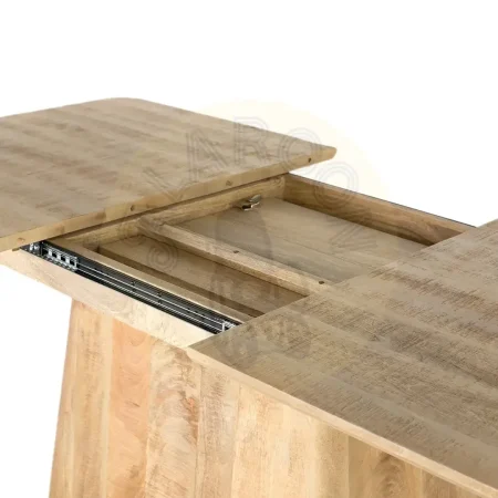 Mesa de comedor extensible Venecia madera maciza de mango sobre con moldura biselada y base tipo drum 150/ 150/200x100x77cm - Giner y Colomer - 2431GYC - foto-secundaria-1