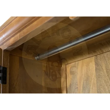 Armario Takara madera de mango estilo colonial y étnico con barra para colgar 3 estantes ajustables y cajón 85x39x180cm - Giner y Colomer - 2443GYC - foto-secundaria-4