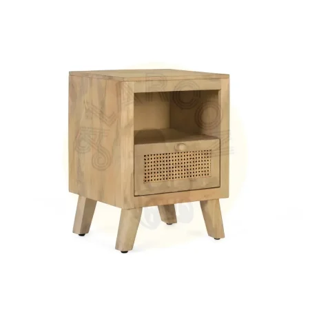 Mesita de noche Yara en madera de mango acabado natural con cajón 45x40x62cm - Giner y Colomer - 2450GYC - foto-secundaria-1