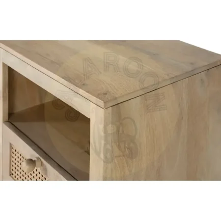 Mesita de noche Yara en madera de mango acabado natural con cajón 45x40x62cm - Giner y Colomer - 2450GYC - foto-secundaria-2