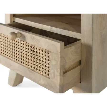 Mesita de noche Yara en madera de mango acabado natural con cajón 45x40x62cm - Giner y Colomer - 2450GYC - foto-secundaria-3
