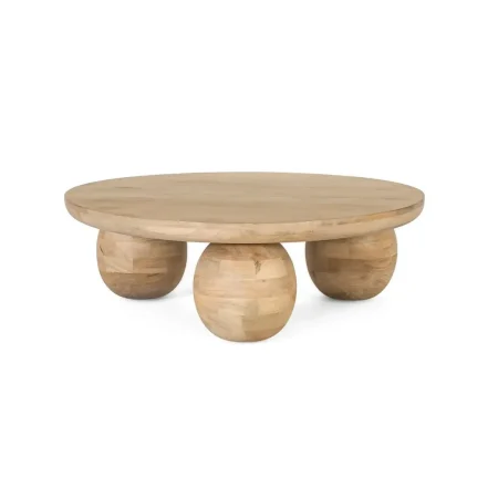 Mesa de centro Yara en madera de mango acabado natural estilo Japandi 90x90x30cm - Giner y Colomer - 2451GYC - foto-blanco