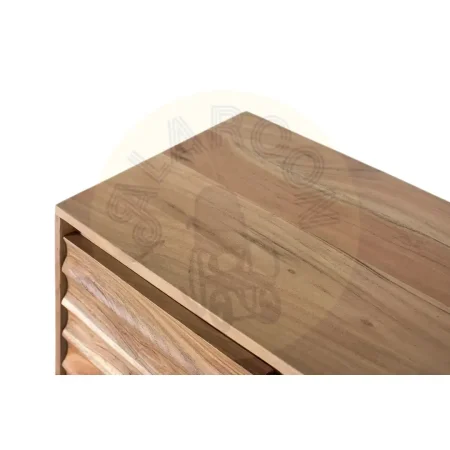 Mueble TV Woodland estilo rústico moderno en madera de acacia acabado natural y detalles en metal negro 150x40x60cm - Giner y Colomer - 2452GYC - foto-secundaria-3