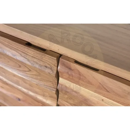 Mueble TV Woodland estilo rústico moderno en madera de acacia acabado natural y detalles en metal negro 150x40x60cm - Giner y Colomer - 2452GYC - foto-secundaria-4