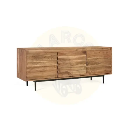 Mueble TV Woodland estilo rústico moderno en madera de acacia acabado natural y detalles en metal negro 150x40x60cm - Giner y Colomer - 2452GYC - foto-secundaria-7