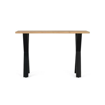 Consola Terral madera de mango lacado estructura metálica negra patas en X 120x35x76cm - Giner y Colomer - 2455GYC - foto-blanco