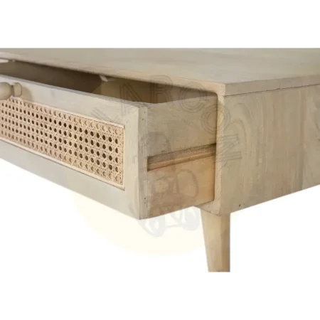Mesa de centro Yara en madera de mango con rejilla de ratán 2 cajones y patas torneadas estilo Japandi 120x70x40cm - Giner y Colomer - 2456GYC - foto-secundaria-4