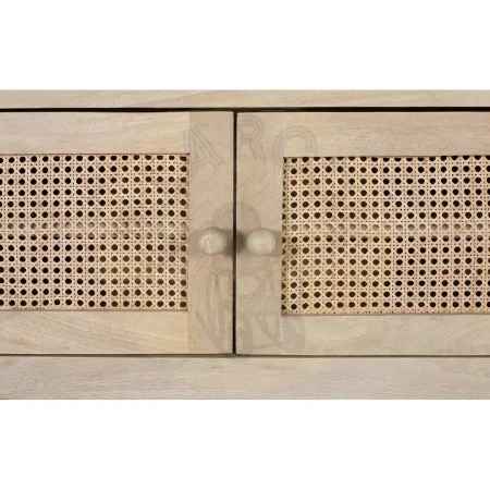 Mueble TV Yara madera de mango acabado natural con rejilla de ratán 2 puertas 4 cajones patas negras 210x40x56cm - Giner y Colomer - 2459GYC - foto-secundaria-3