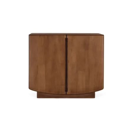 Aparador Kobe madera de mango acabado nogal estilo escandinavo Japandi con 2 puertas y 1 estante 90x40x76cm - Giner y Colomer - 2479GYC - foto-blanco