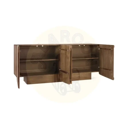 Aparador Kobe madera de mango acabado nogal estilo Japandi 4 puertas 2 estantes 180x40x76cm - Giner y Colomer - 2480GYC - foto-secundaria-1