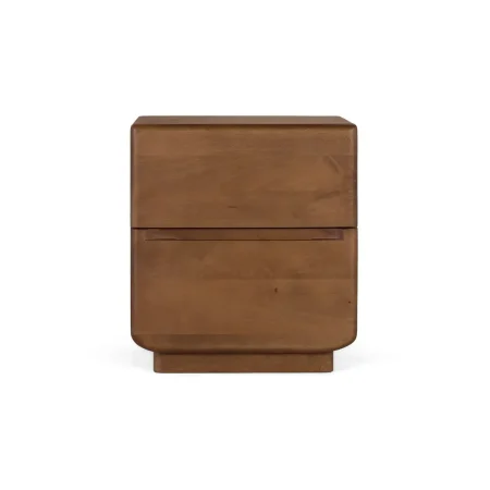 Mesita de noche Kobe madera de mango acabado nogal 2 cajones estilo Japandi 50x40x55cm - Giner y Colomer - 2483GYC - foto-blanco