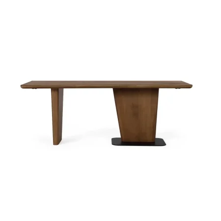 Mesa de centro Kobe madera de mango acabado nogal con patas en negro estilo Japandi 120 mx60x45cm - Giner y Colomer - 2485GYC - foto-blanco