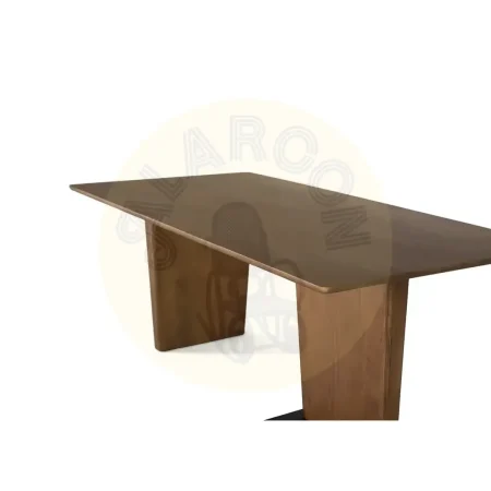 Mesa de comedor Kobe madera de mango acabado nogal mate base pedestal asimétrica metal estilo Japandi para 8-10 personas 200x100x76cm - Giner y Colomer - 2486GYC - foto-secundaria-2