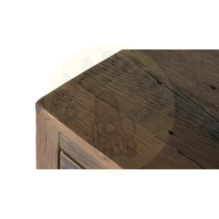 Consola en madera recuperada 3 cajones y estante con tiradores y guías de madera acabado nogal envejecido multicolor estilo étnico floral 119x38x90cm - Giner y Colomer - 2490GYC - foto-secundaria-2