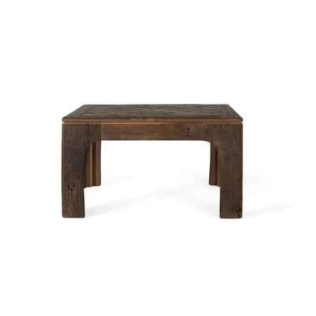 Mesa de centro Garden cuadrada de madera recuperada nogal envejecido multicolor estilo étnico floral 80x80x45cm - Giner y Colomer - 2494GYC - foto-blanco