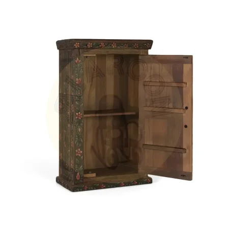 Mueble auxiliar Garden en madera recuperada estilo étnico floral con puerta y estante 61x35x102cm - Giner y Colomer - 2499GYC - foto-secundaria-1