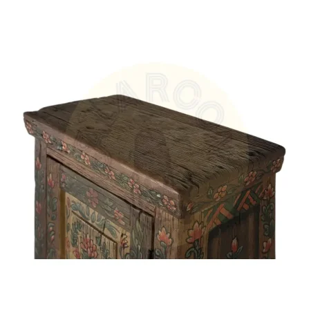 Mueble auxiliar Garden en madera recuperada estilo étnico floral con puerta y estante 61x35x102cm - Giner y Colomer - 2499GYC - foto-secundaria-2