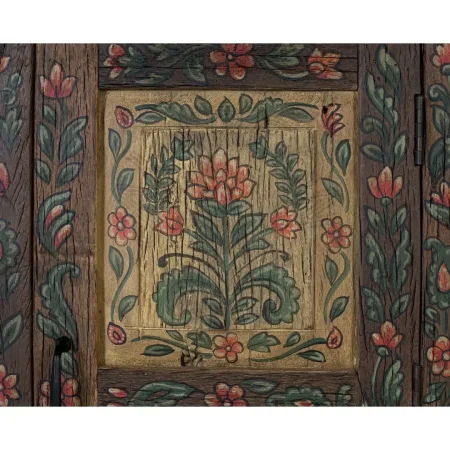 Mueble auxiliar Garden en madera recuperada estilo étnico floral con puerta y estante 61x35x102cm - Giner y Colomer - 2499GYC - foto-secundaria-4