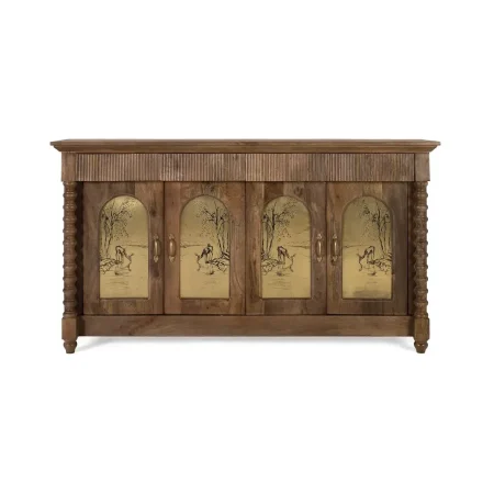 Aparador Bikaner en madera de mango acabado avellana mate con 4 puertas 4 cajones y 2 estantes estilo étnico colonial 169x39x92cm - Giner y Colomer - 2501GYC - foto-blanco