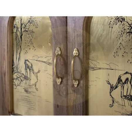 Aparador Bikaner en madera de mango acabado avellana mate con 4 puertas 4 cajones y 2 estantes estilo étnico colonial 169x39x92cm - Giner y Colomer - 2501GYC - foto-secundaria-1