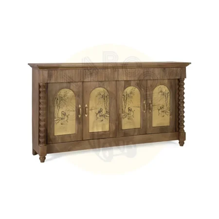 Aparador Bikaner en madera de mango acabado avellana mate con 4 puertas 4 cajones y 2 estantes estilo étnico colonial 169x39x92cm - Giner y Colomer - 2501GYC - foto-secundaria-7