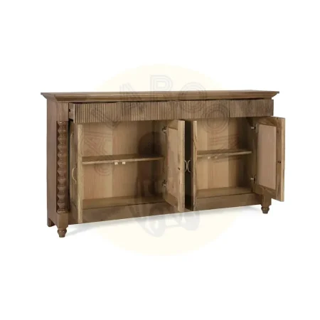 Aparador Bikaner en madera de mango acabado avellana mate con 4 puertas 4 cajones y 2 estantes estilo étnico colonial 169x39x92cm - Giner y Colomer - 2501GYC - foto-secundaria-8