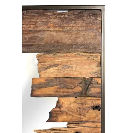 Espejo Nami rectangular marco de madera de raíz de teca hierro y cristal tonos nogal y negro 84x4x130cm - Giner y Colomer - 2515GYC - foto-secundaria-1