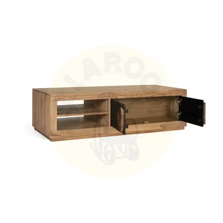 Mesa de centro Essence en madera de acacia acabado mate natural con detalles negros y estante inferior 140x60x40cm - Giner y Colomer - 2534GYC - foto-secundaria-2