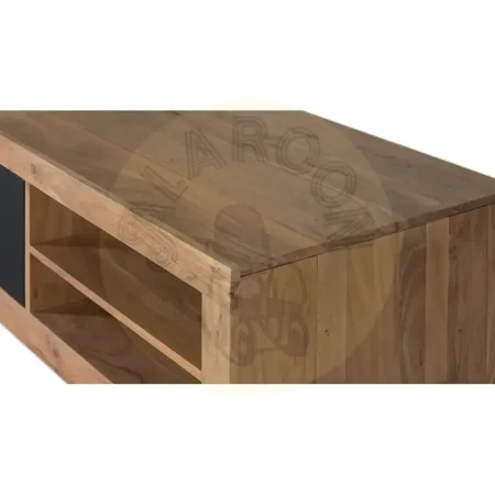 Mesa de centro Essence en madera de acacia acabado mate natural con detalles negros y estante inferior 140x60x40cm - Giner y Colomer - 2534GYC - foto-secundaria-3