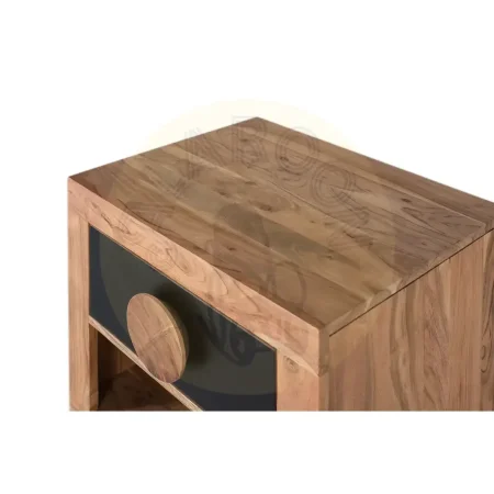 Mesita de noche Essence de madera de acacia acabado mate color natural con patas de mango y un cajón 50x40x50cm - Giner y Colomer - 2535GYC - foto-secundaria-2