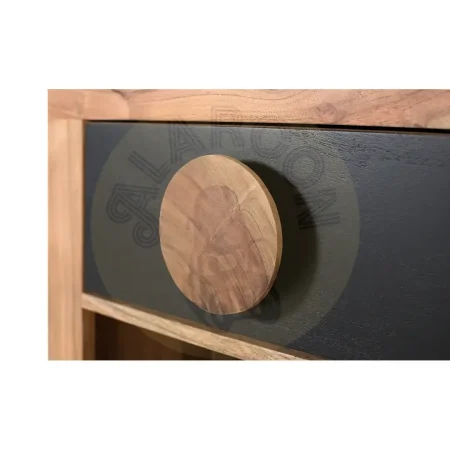 Mesita de noche Essence de madera de acacia acabado mate color natural con patas de mango y un cajón 50x40x50cm - Giner y Colomer - 2535GYC - foto-secundaria-3