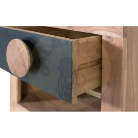 Mesita de noche Essence de madera de acacia acabado mate color natural con patas de mango y un cajón 50x40x50cm - Giner y Colomer - 2535GYC - foto-secundaria-4