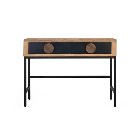 Consola Essence en madera de acacia acabado natural mate con 2 cajones y estructura en hierro negro 110x40x80cm - Giner y Colomer - 2536GYC - foto-blanco