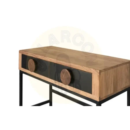 Consola Essence en madera de acacia acabado natural mate con 2 cajones y estructura en hierro negro 110x40x80cm - Giner y Colomer - 2536GYC - foto-secundaria-1