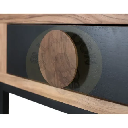Consola Essence en madera de acacia acabado natural mate con 2 cajones y estructura en hierro negro 110x40x80cm - Giner y Colomer - 2536GYC - foto-secundaria-2