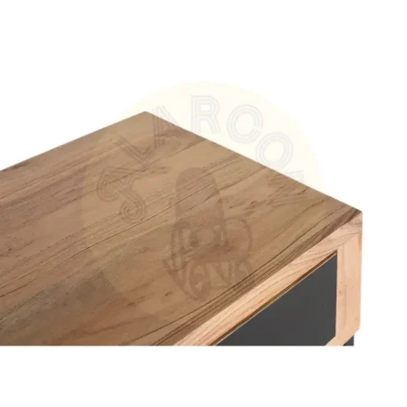 Consola Essence en madera de acacia acabado natural mate con 2 cajones y estructura en hierro negro 110x40x80cm - Giner y Colomer - 2536GYC - foto-secundaria-3